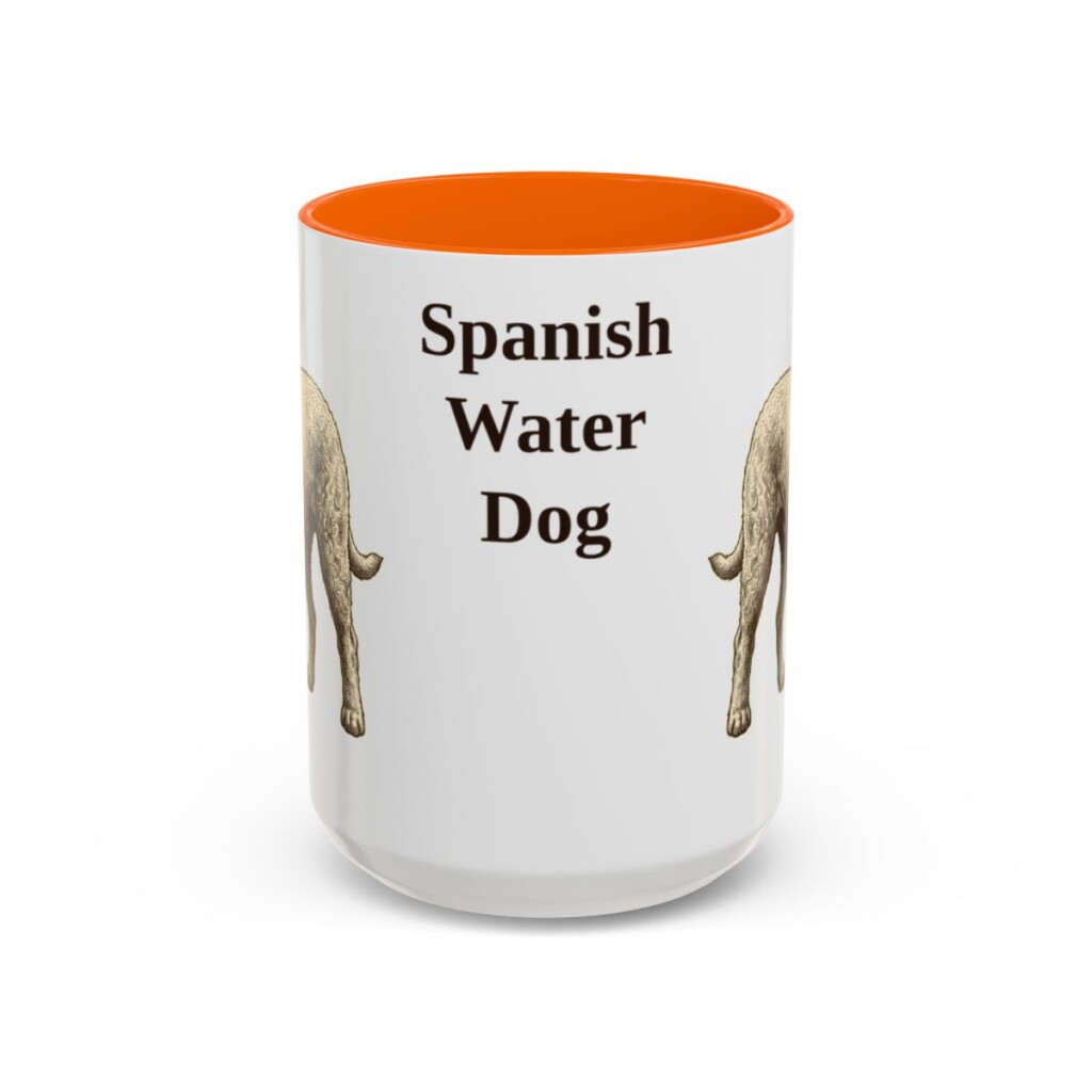 15oz Spanish Water Dog Mug, Orange, front view