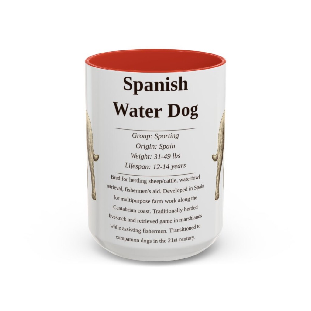15oz Spanish Water Dog Mug, Red, front view
