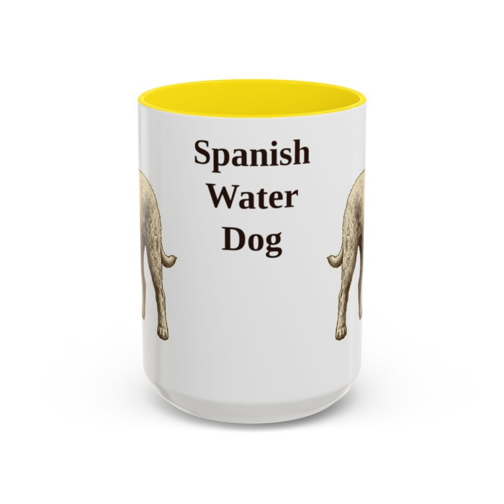 15oz Spanish Water Dog Mug, Yellow, front view