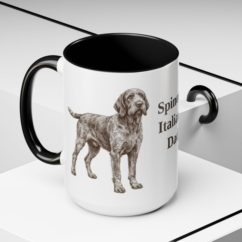 15oz Spinone Italiano Dog Dad Mug, Black, lifestyle photo