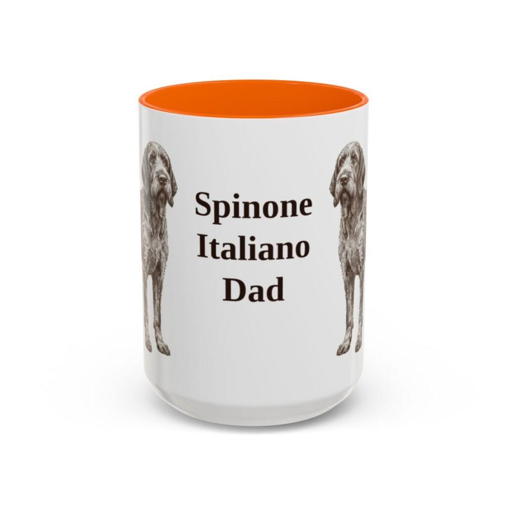 15oz Spinone Italiano Dog Dad Mug, Orange, front view