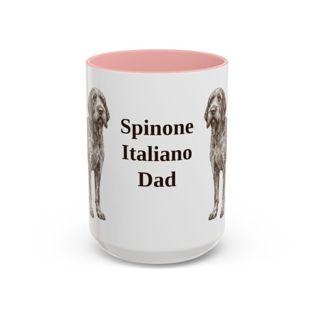15oz Spinone Italiano Dog Dad Mug, Pink, front view