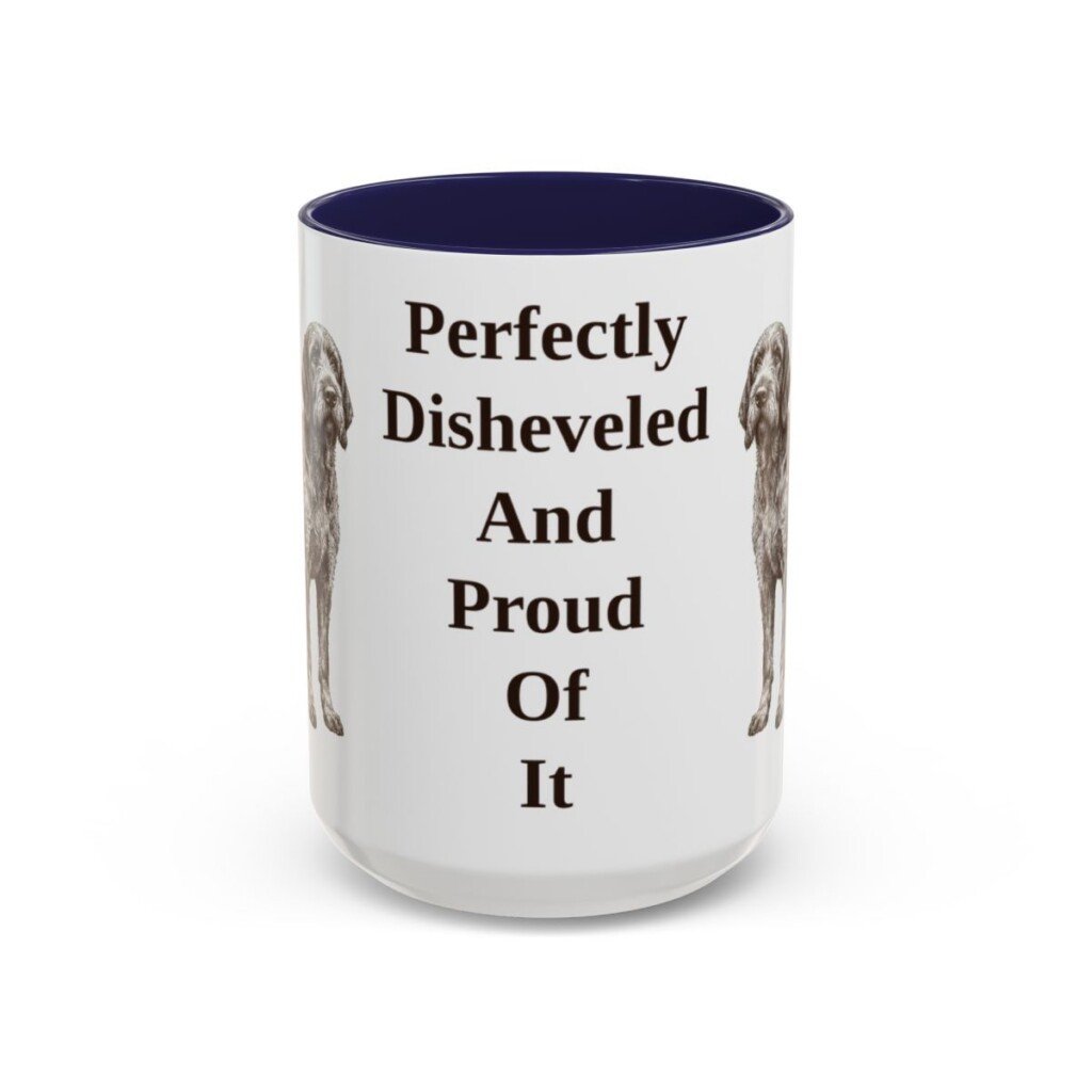 15oz Funny Spinone Italiano Mug, Navy, front view