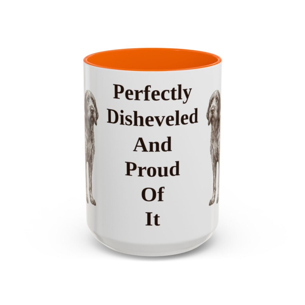 15oz Funny Spinone Italiano Mug, Orange, front view