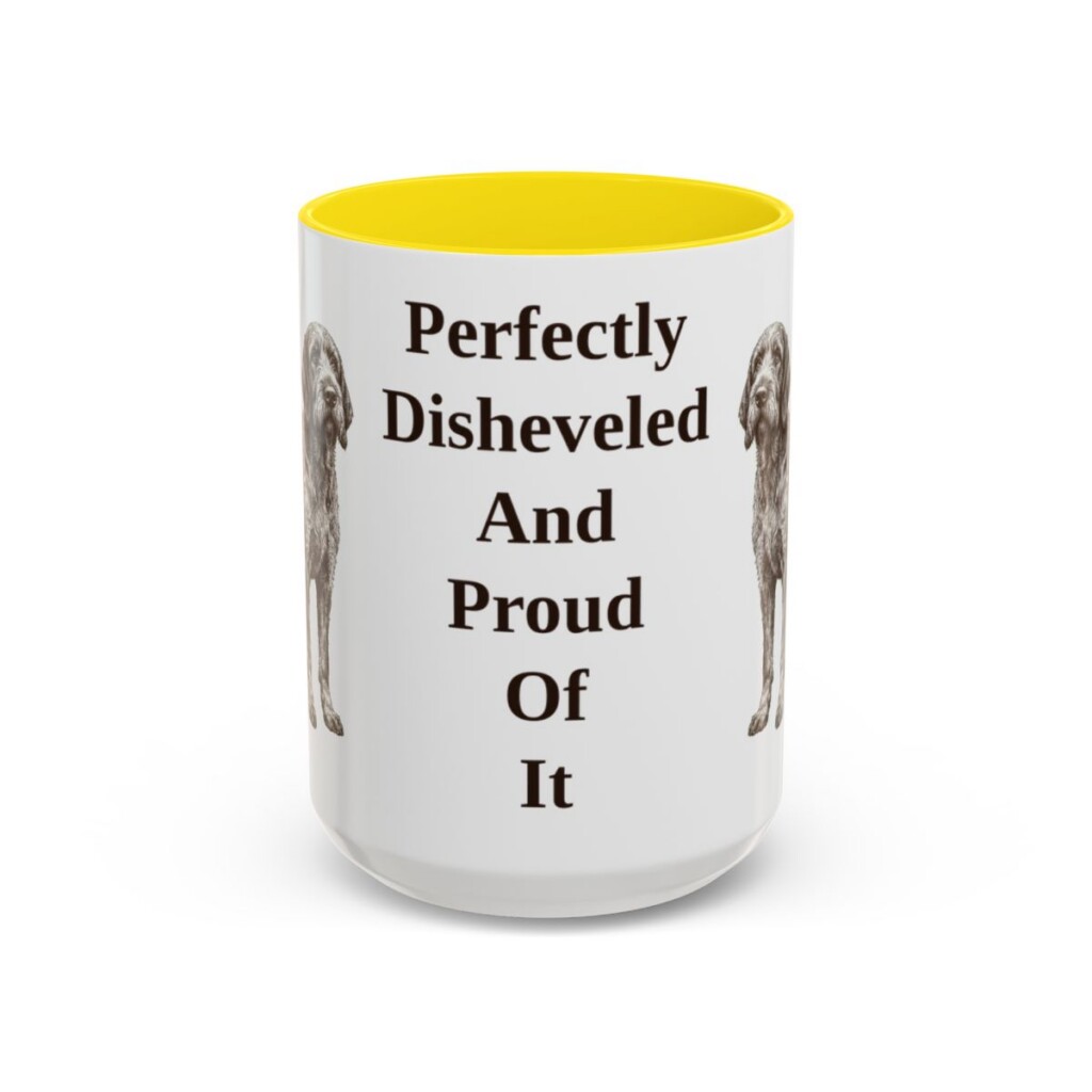 15oz Funny Spinone Italiano Mug, Yellow, front view