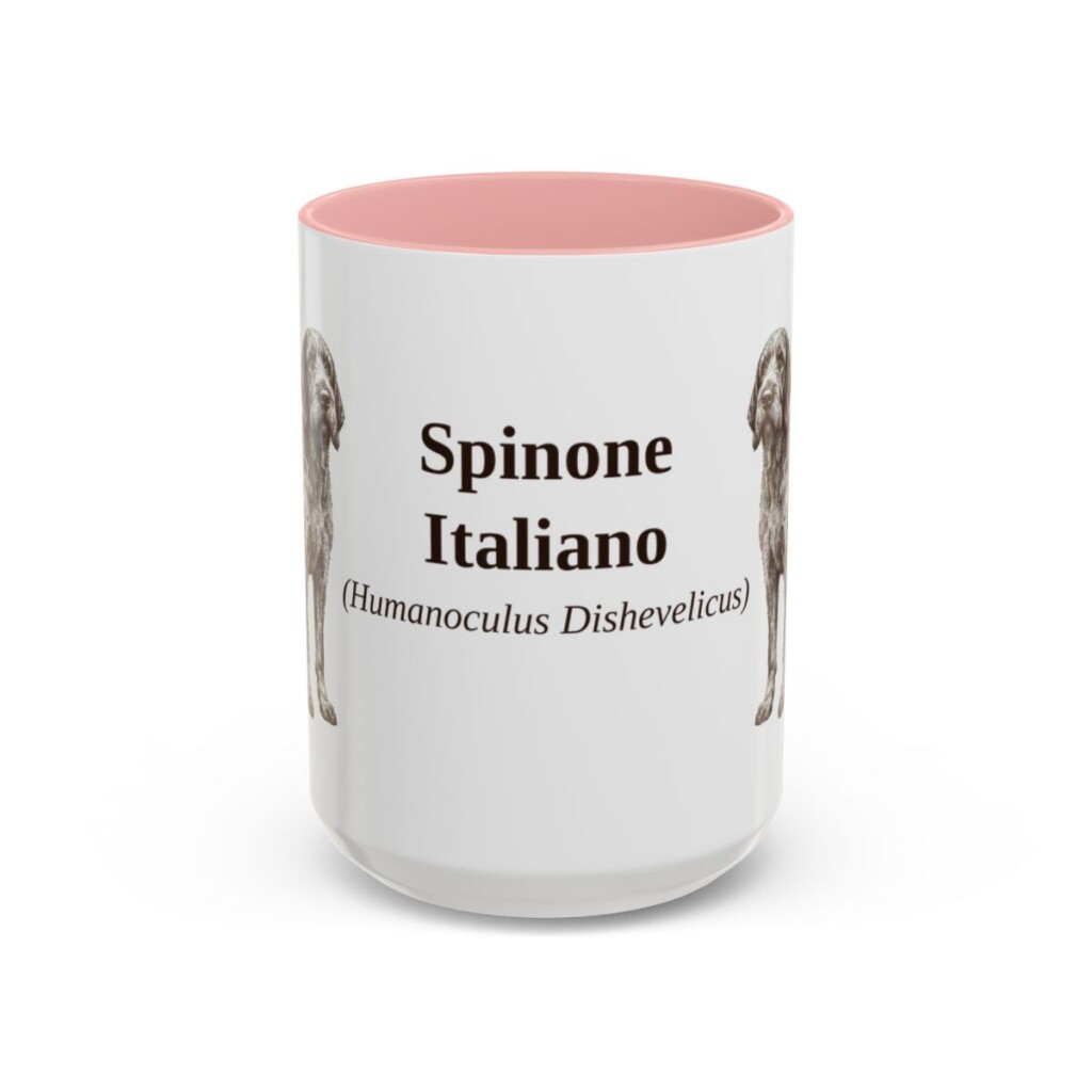 15oz Spinone Italiano Latin Mug, Pink, front view