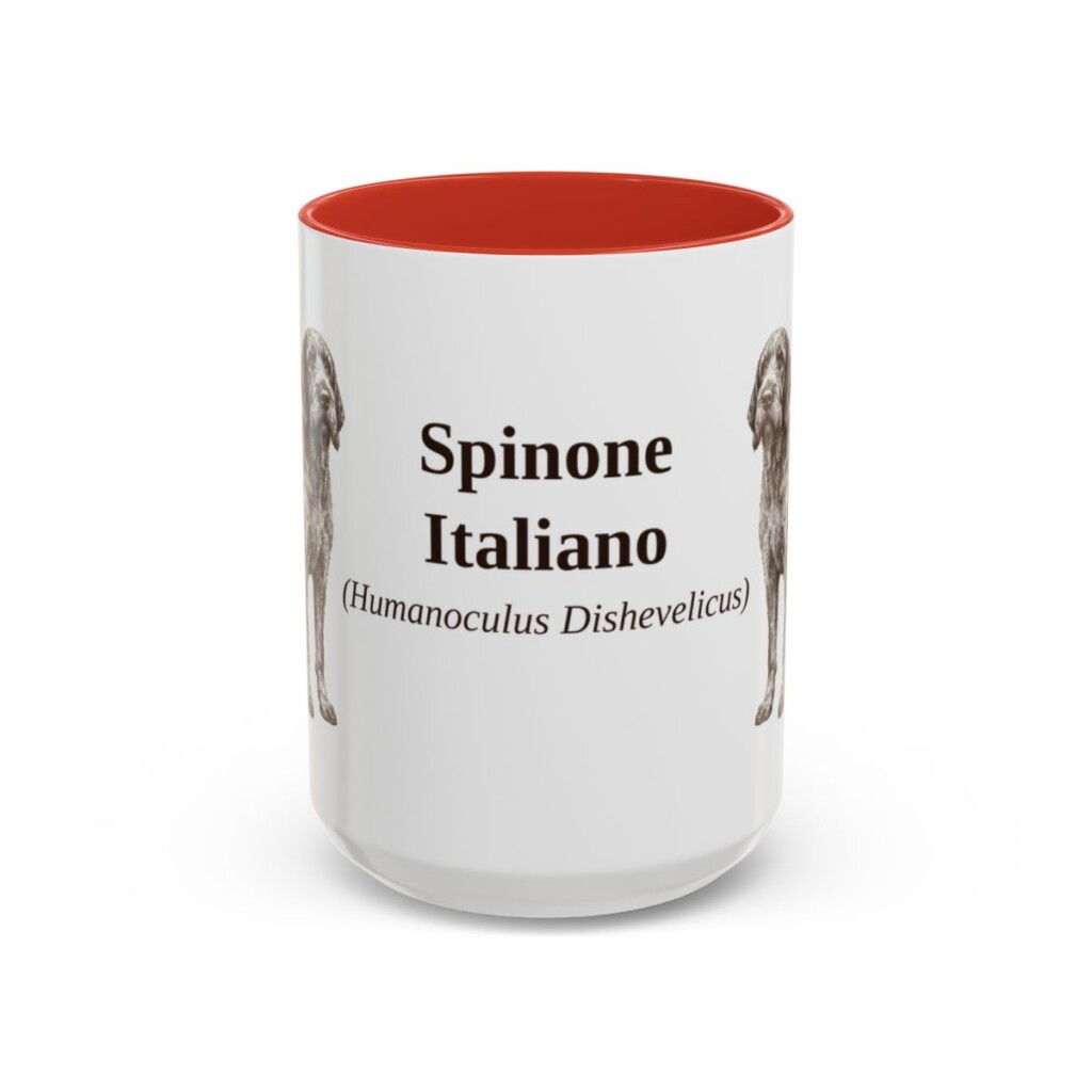 15oz Spinone Italiano Latin Mug, Red, front view