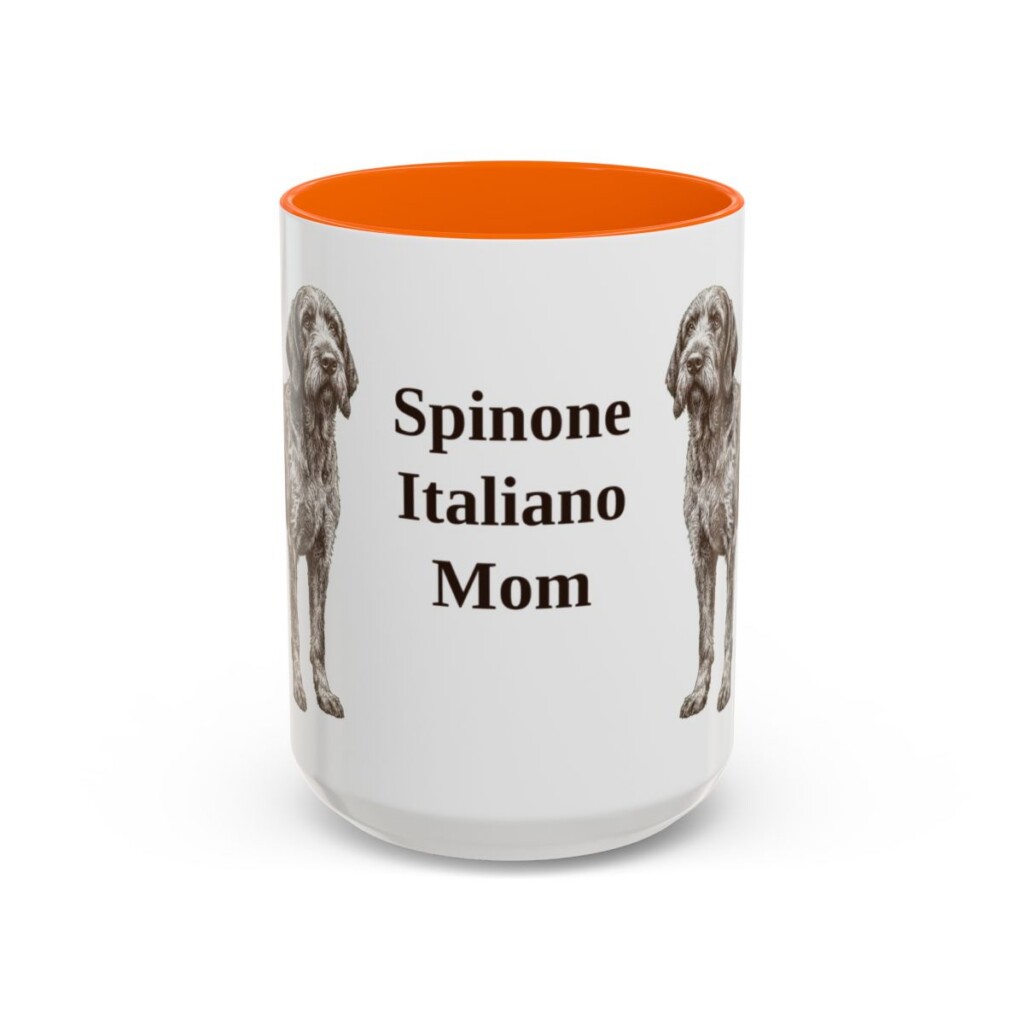 15oz Spinone Italiano Dog Mom Mug, Orange, front view