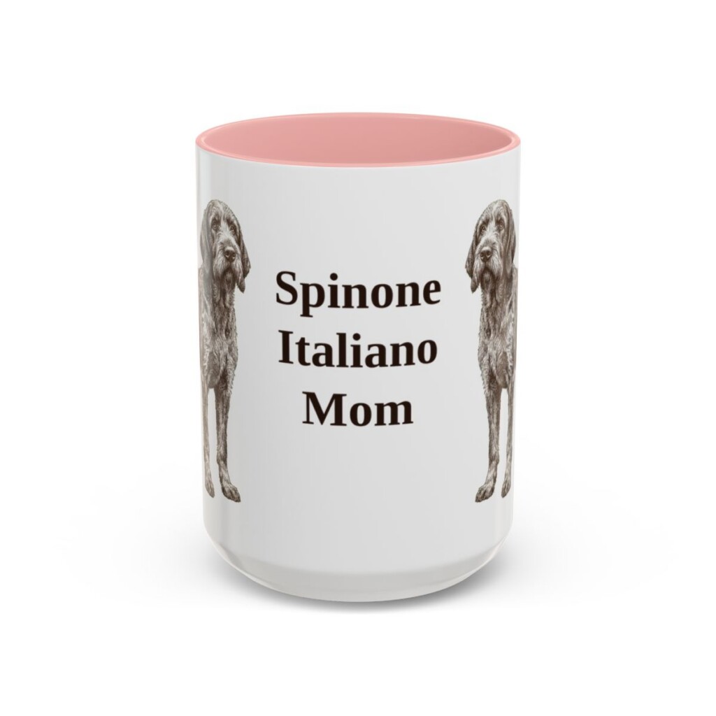 15oz Spinone Italiano Dog Mom Mug, Pink, front view