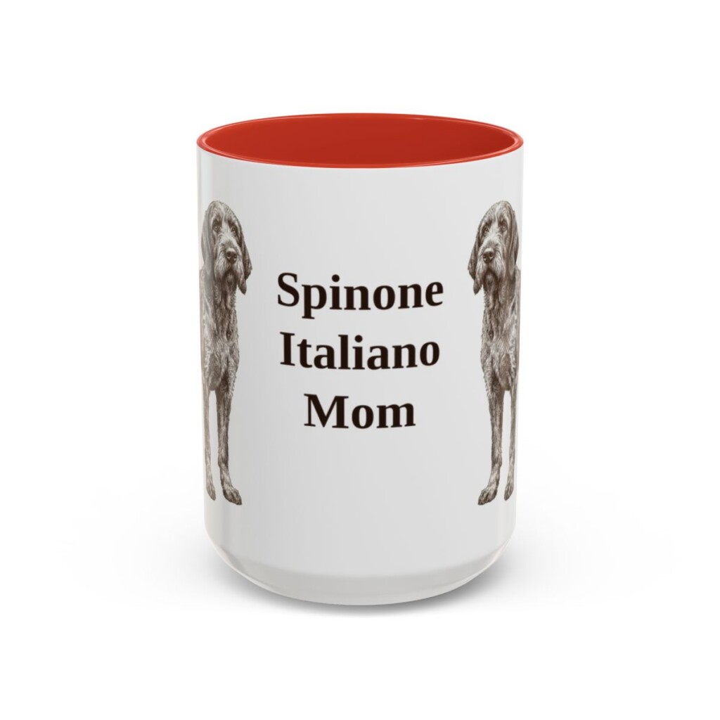 15oz Spinone Italiano Dog Mom Mug, Red, front view