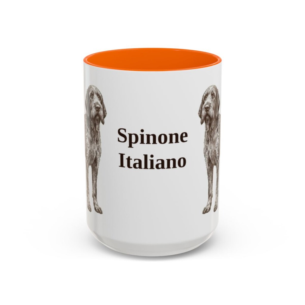 15oz Spinone Italiano Mug, Orange, front view