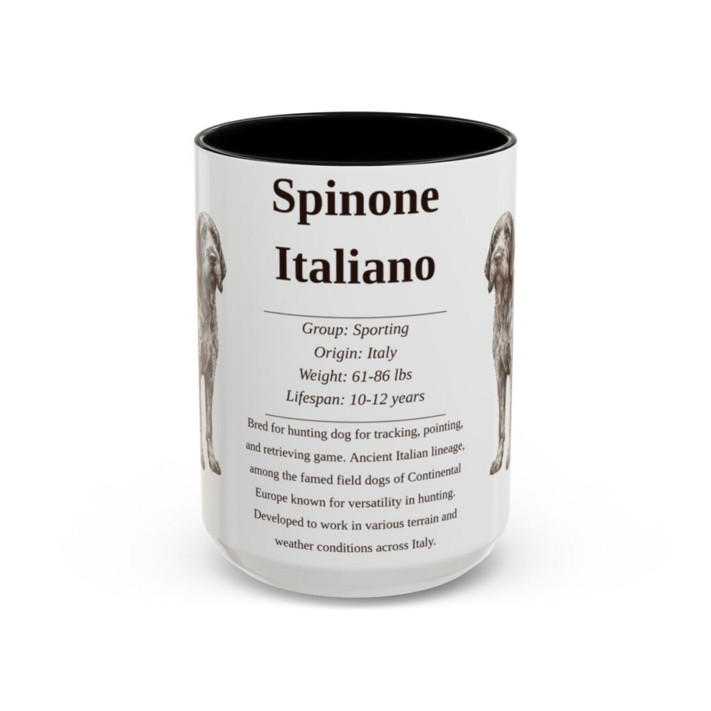 15oz Spinone Italiano Mug, Black, front view