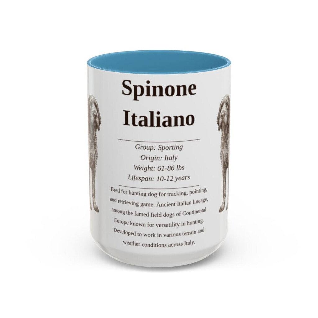 15oz Spinone Italiano Mug, Light Blue, front view
