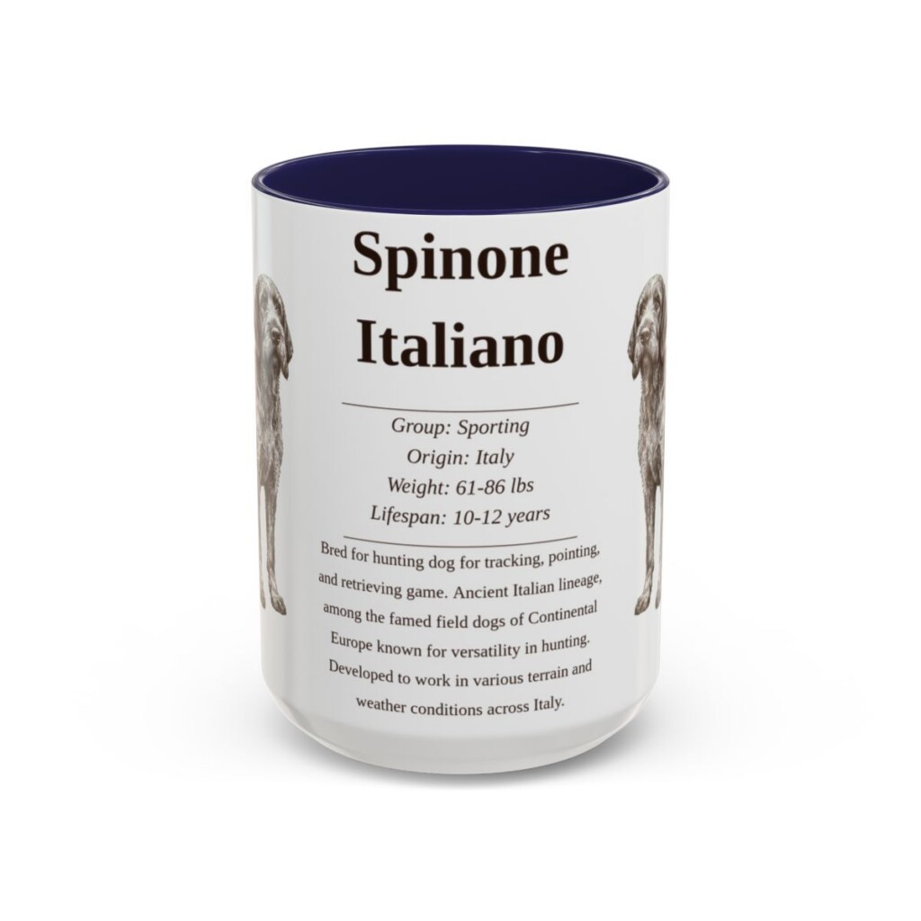 15oz Spinone Italiano Mug, Navy, front view