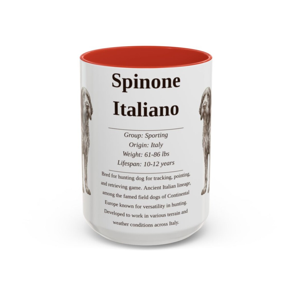 15oz Spinone Italiano Mug, Red, front view