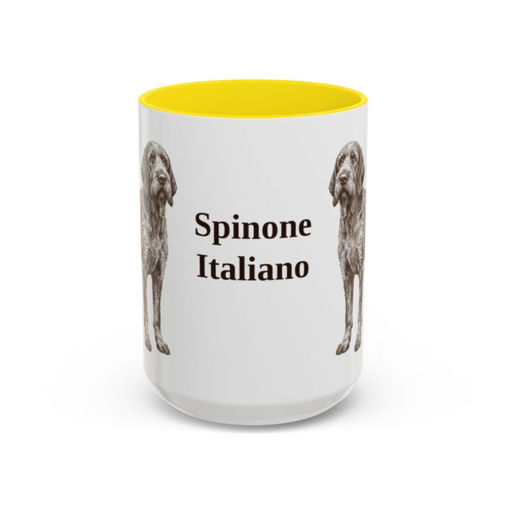 15oz Spinone Italiano Mug, Yellow, front view