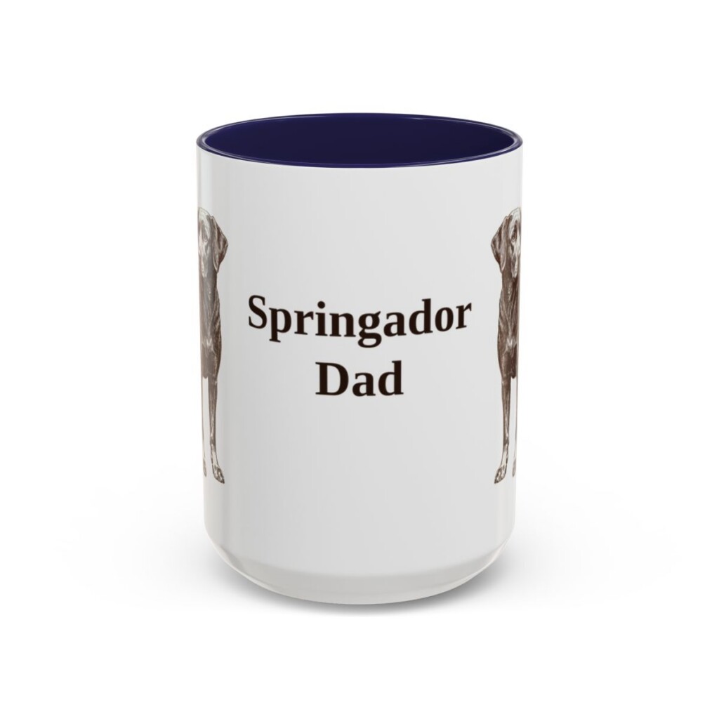 15oz Springador Dog Dad Mug, Navy, front view