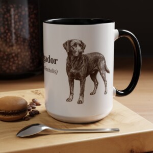 15oz Springador Latin Mug, Black, lifestyle photo