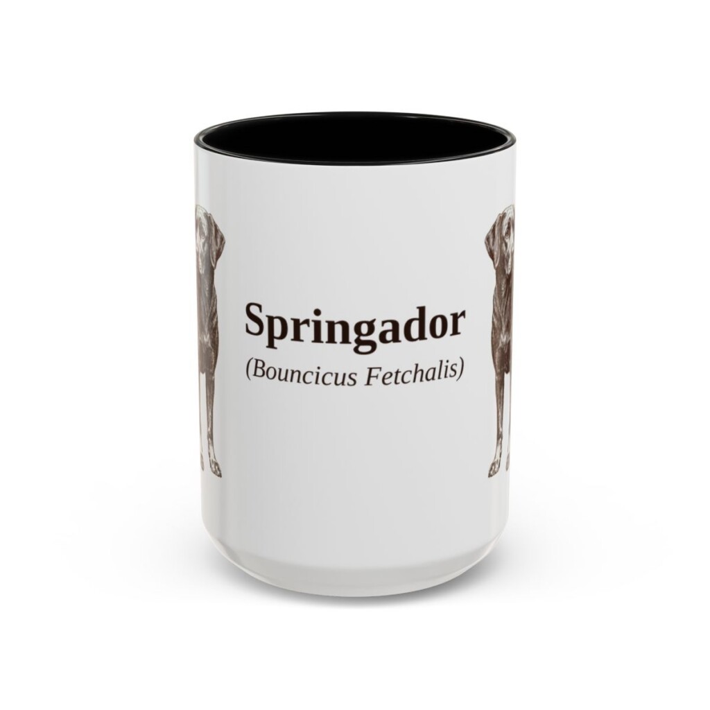 15oz Springador Latin Mug, Black, front view