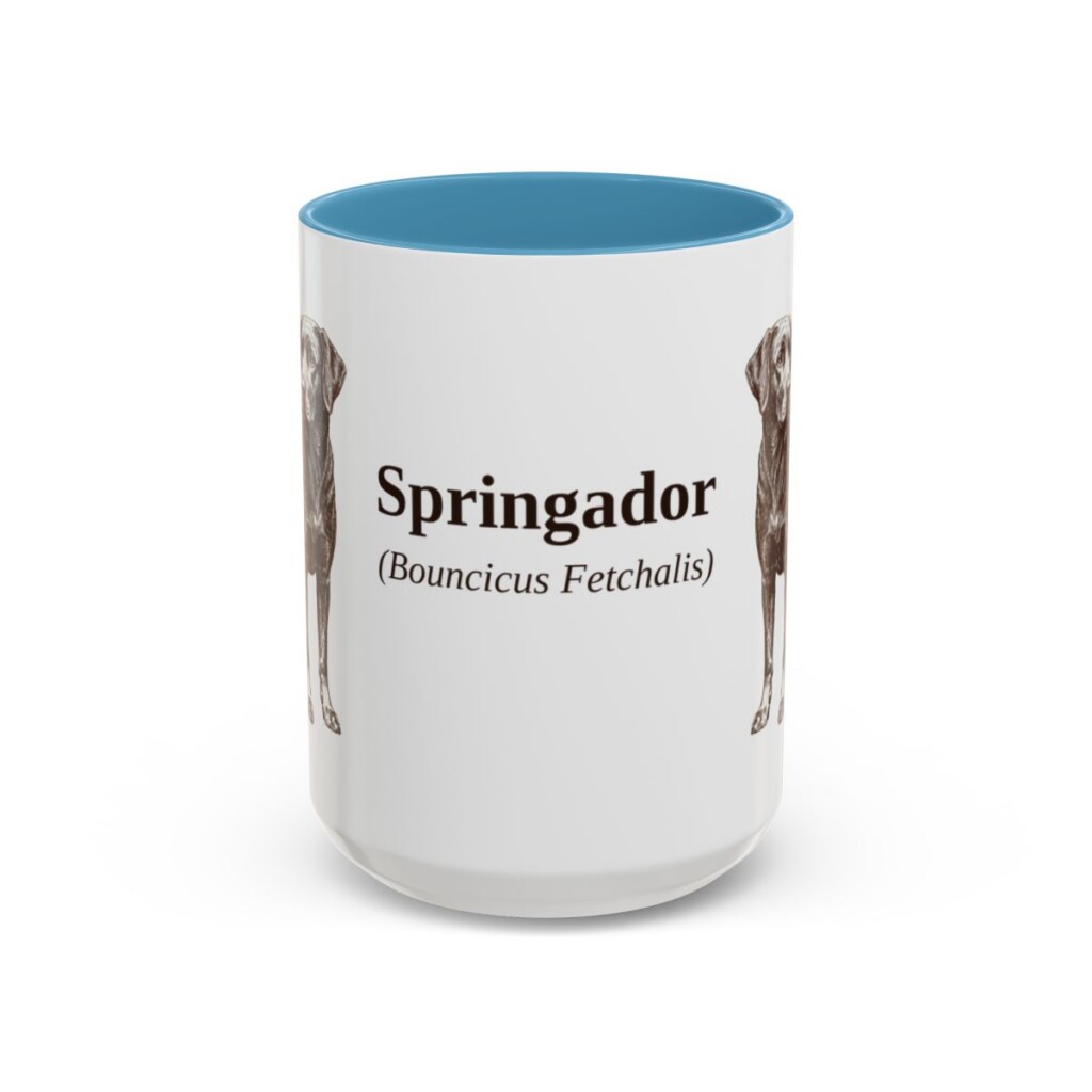 15oz Springador Latin Mug, Light Blue, front view