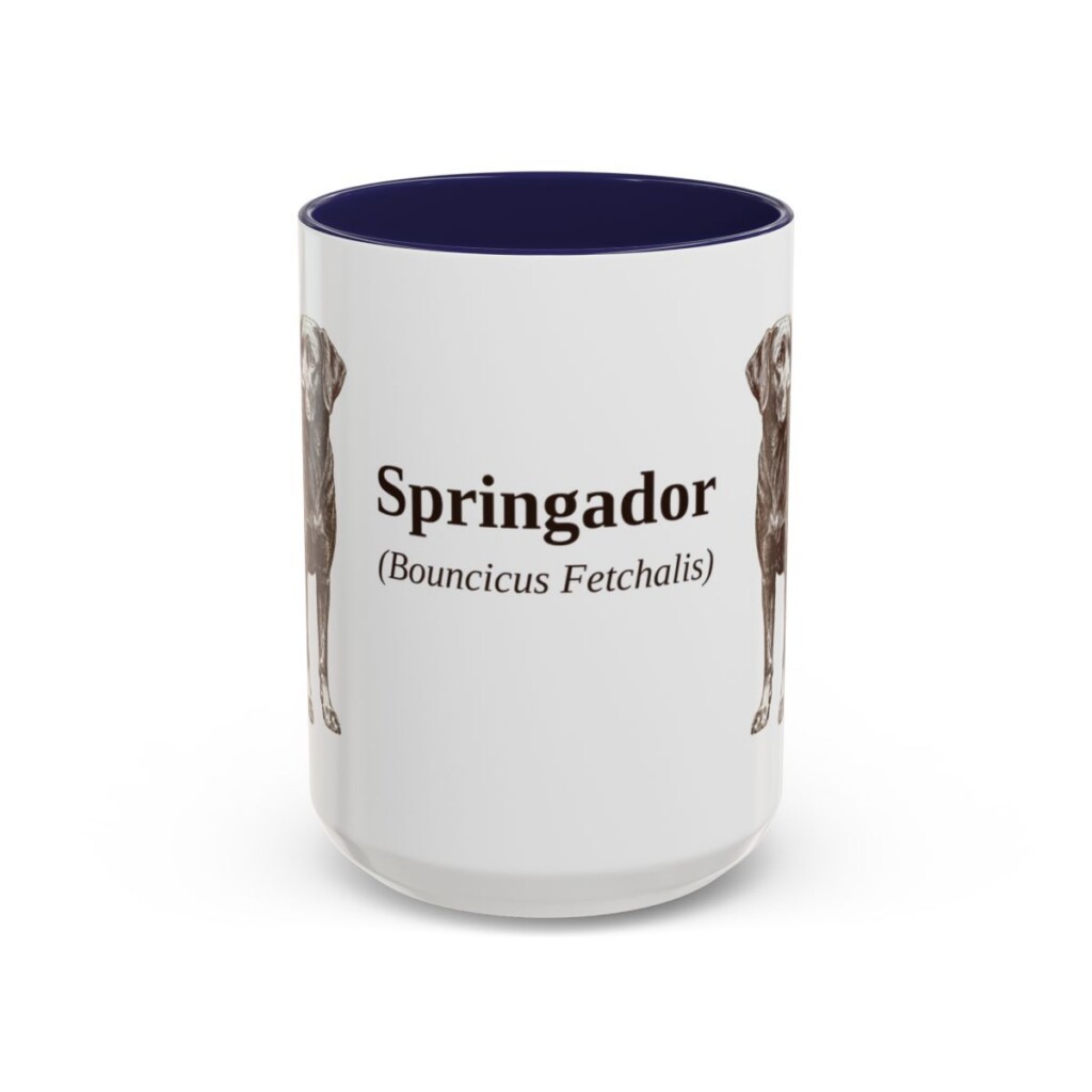 15oz Springador Latin Mug, Navy, front view
