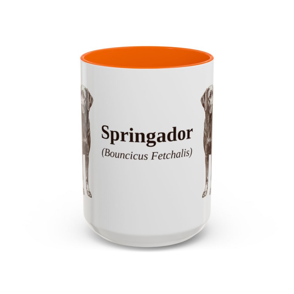 15oz Springador Latin Mug, Orange, front view