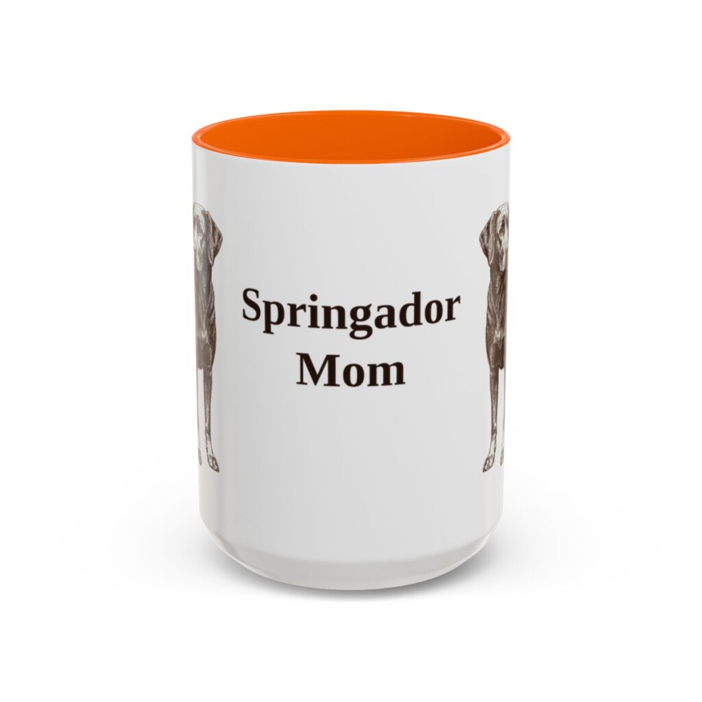 15oz-springador-mug-mom-orange 15oz Springador Dog Mom Mug, Orange, front view