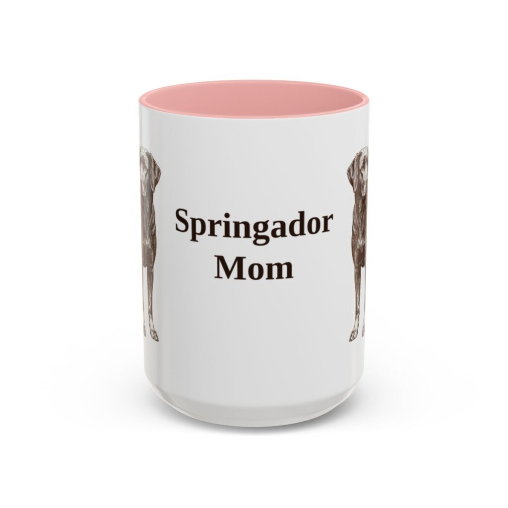 15oz-springador-mug-mom-pink 15oz Springador Dog Mom Mug, Pink, front view