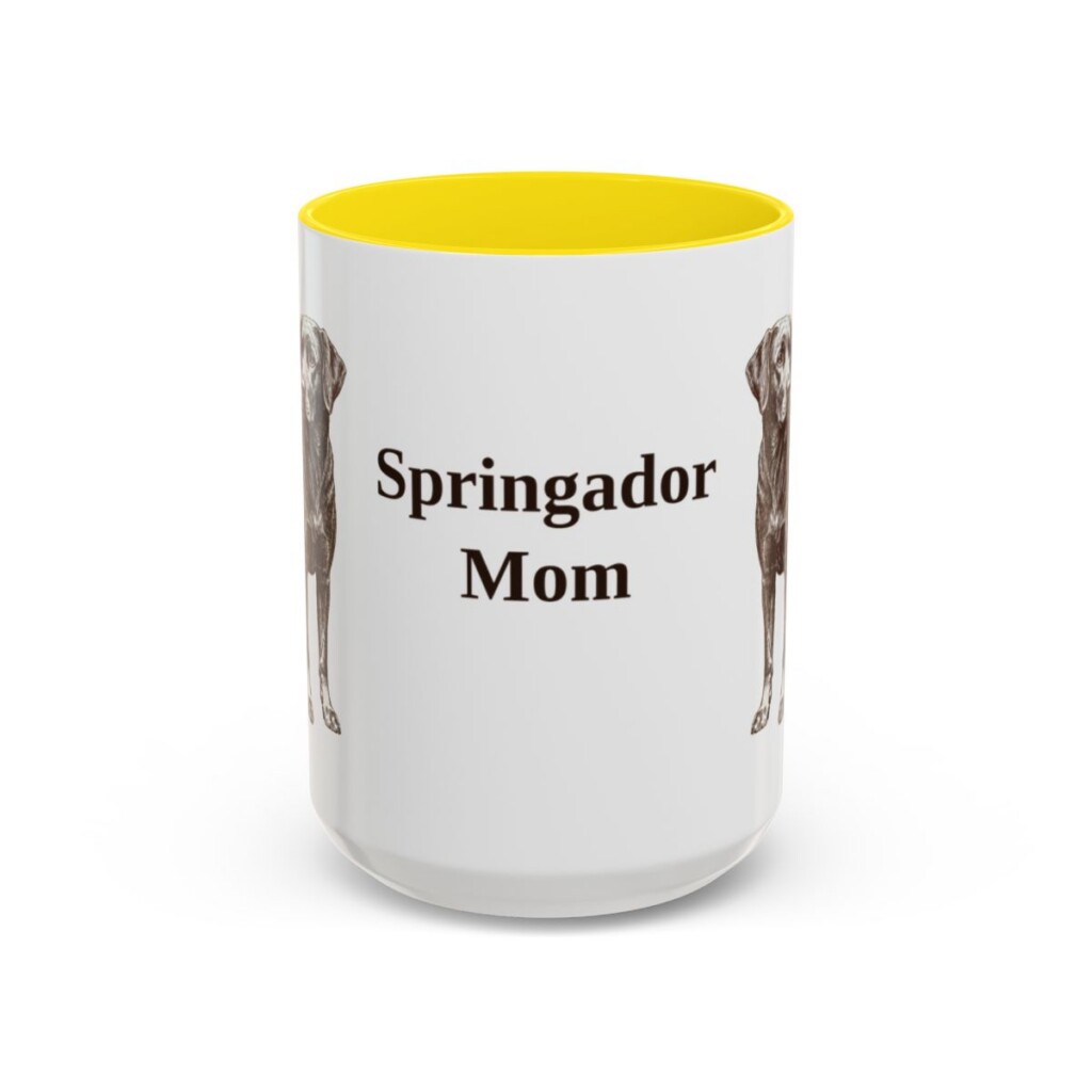 15oz-springador-mug-mom-yellow 15oz Springador Dog Mom Mug, Yellow, front view