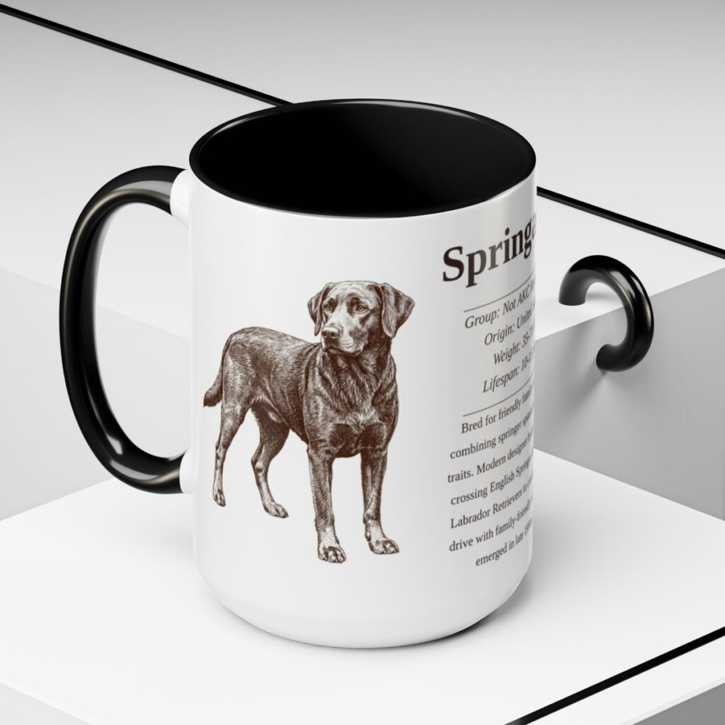 15oz Springador Mug, Black, lifestyle photo