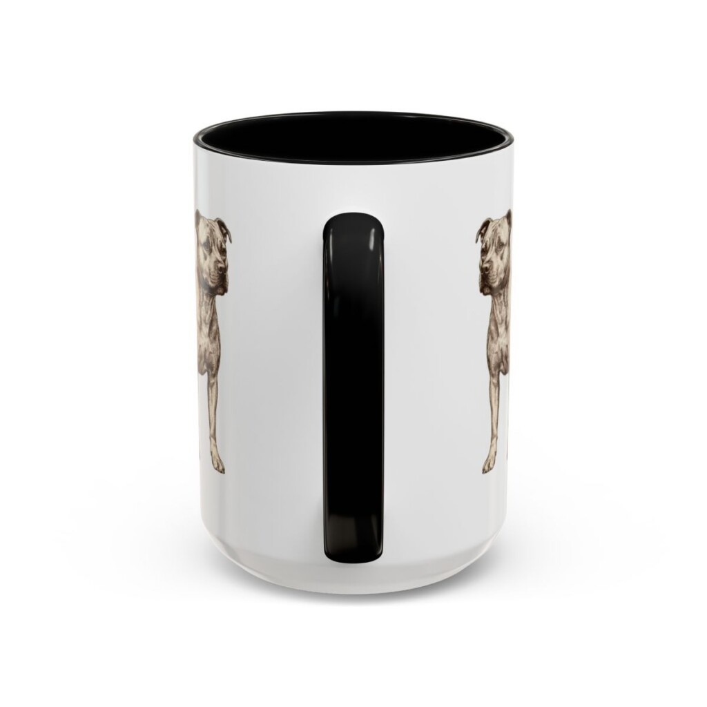 15oz Staffordshire Bull Terrier Mug, Black, back view