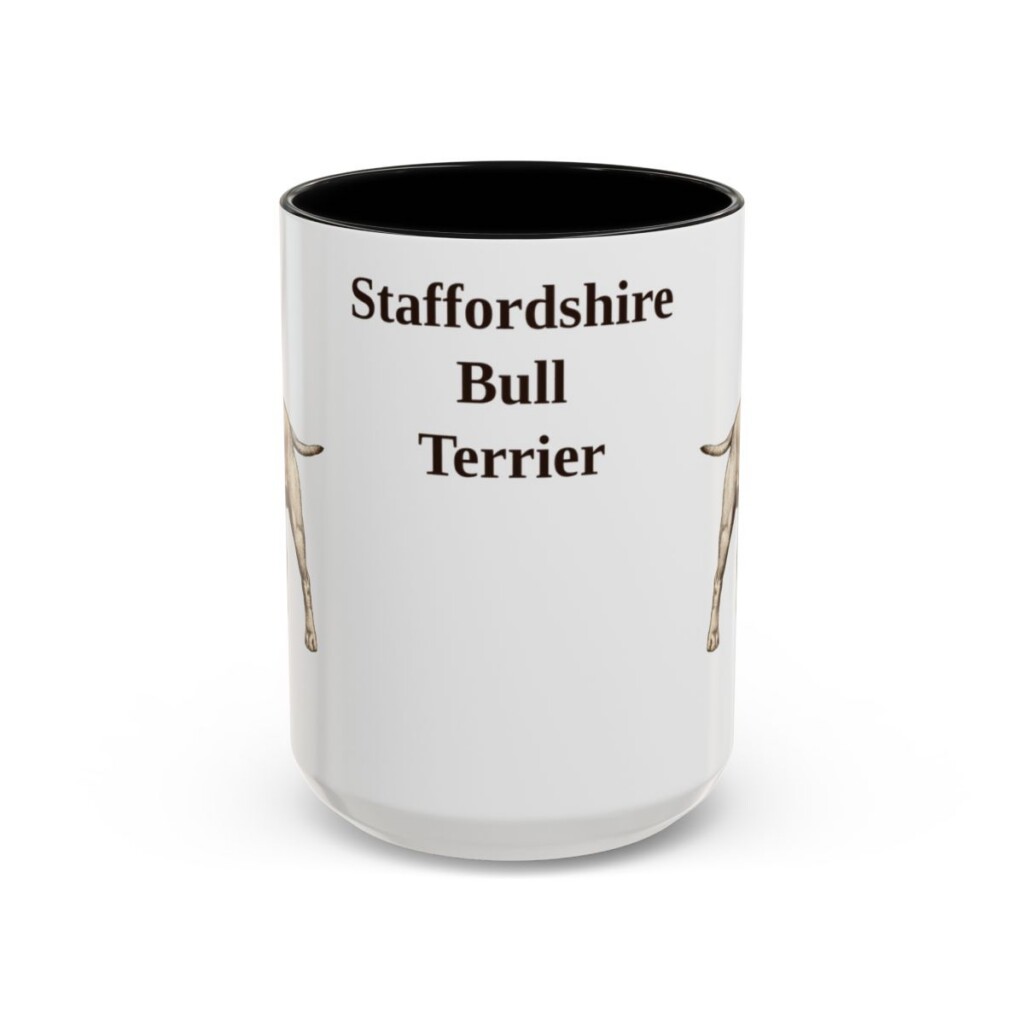 15oz Staffordshire Bull Terrier Mug, Black, front view