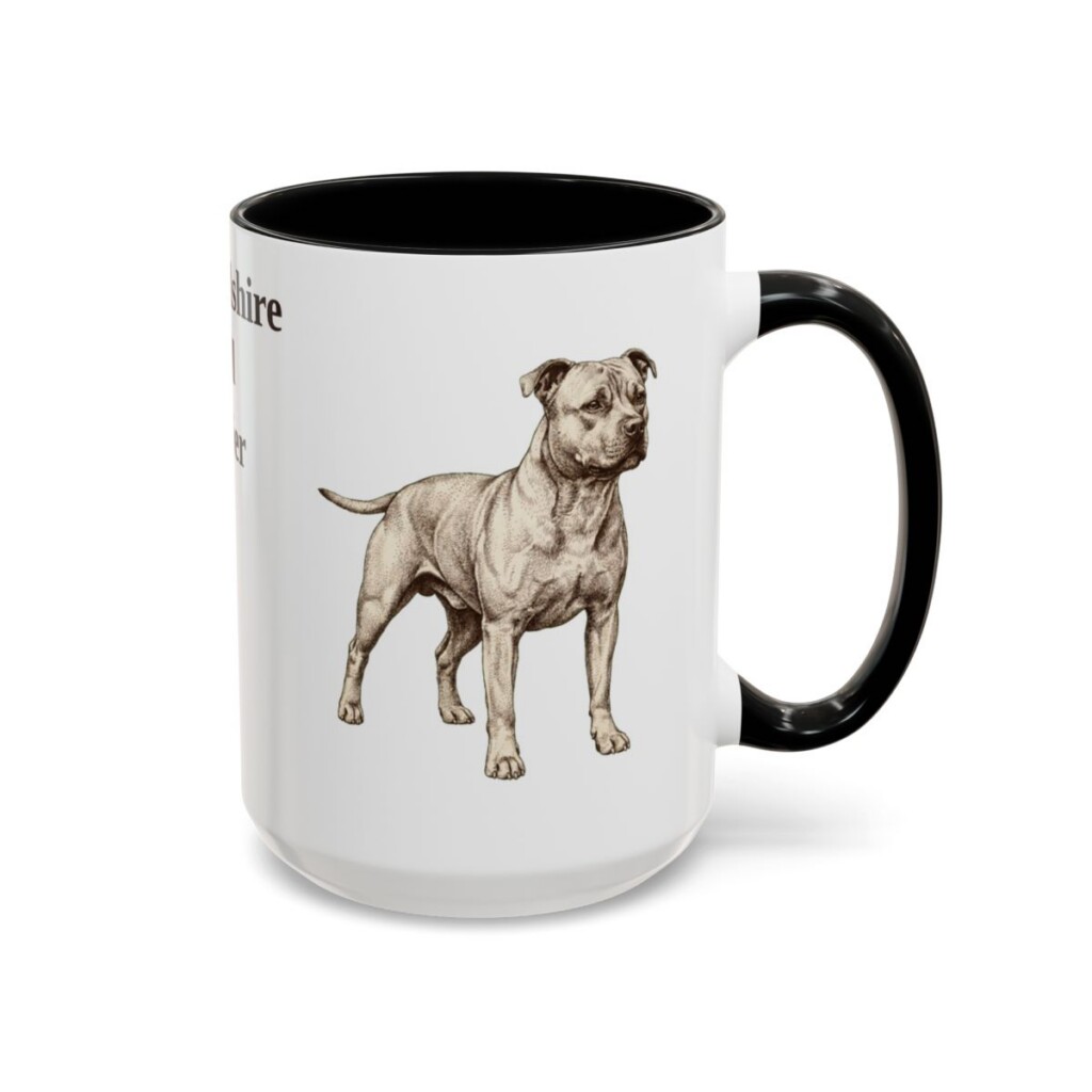 15oz Staffordshire Bull Terrier Mug, Black, right side view