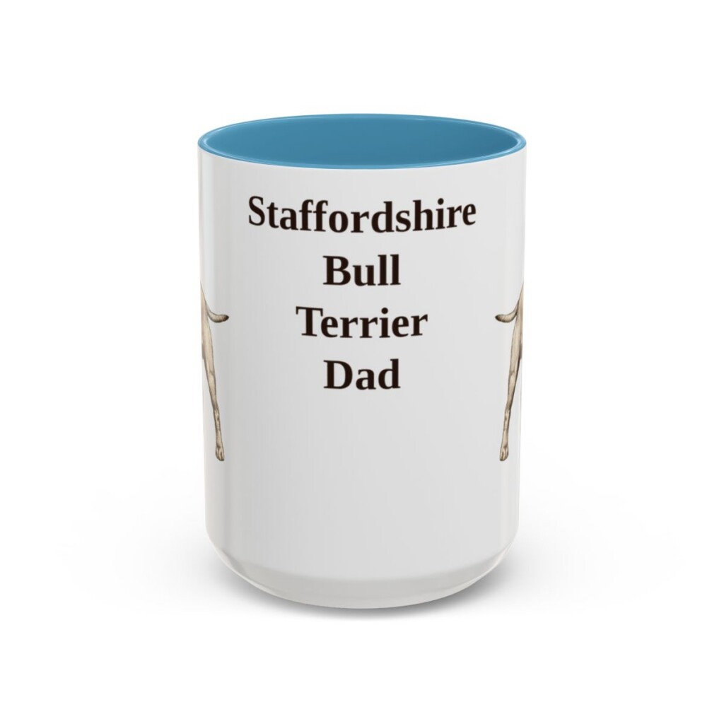 15oz Staffordshire Bull Terrier Dog Dad Mug, Light Blue, front view