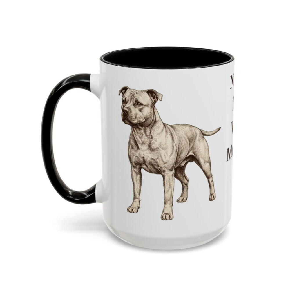 15oz Funny Staffordshire Bull Terrier Mug, Black, left side view