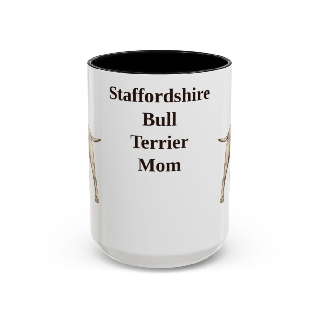 15oz Staffordshire Bull Terrier Dog Mom Mug, Black, front view