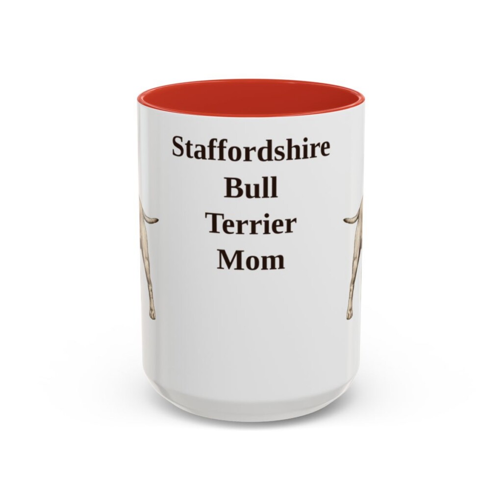 15oz Staffordshire Bull Terrier Dog Mom Mug, Red, front view