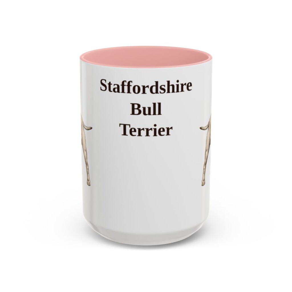 15oz Staffordshire Bull Terrier Mug, Pink, front view