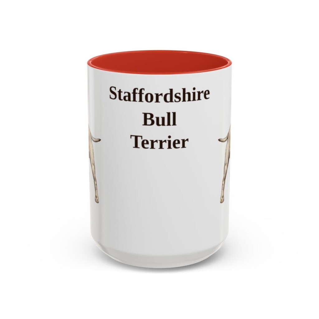 15oz Staffordshire Bull Terrier Mug, Red, front view