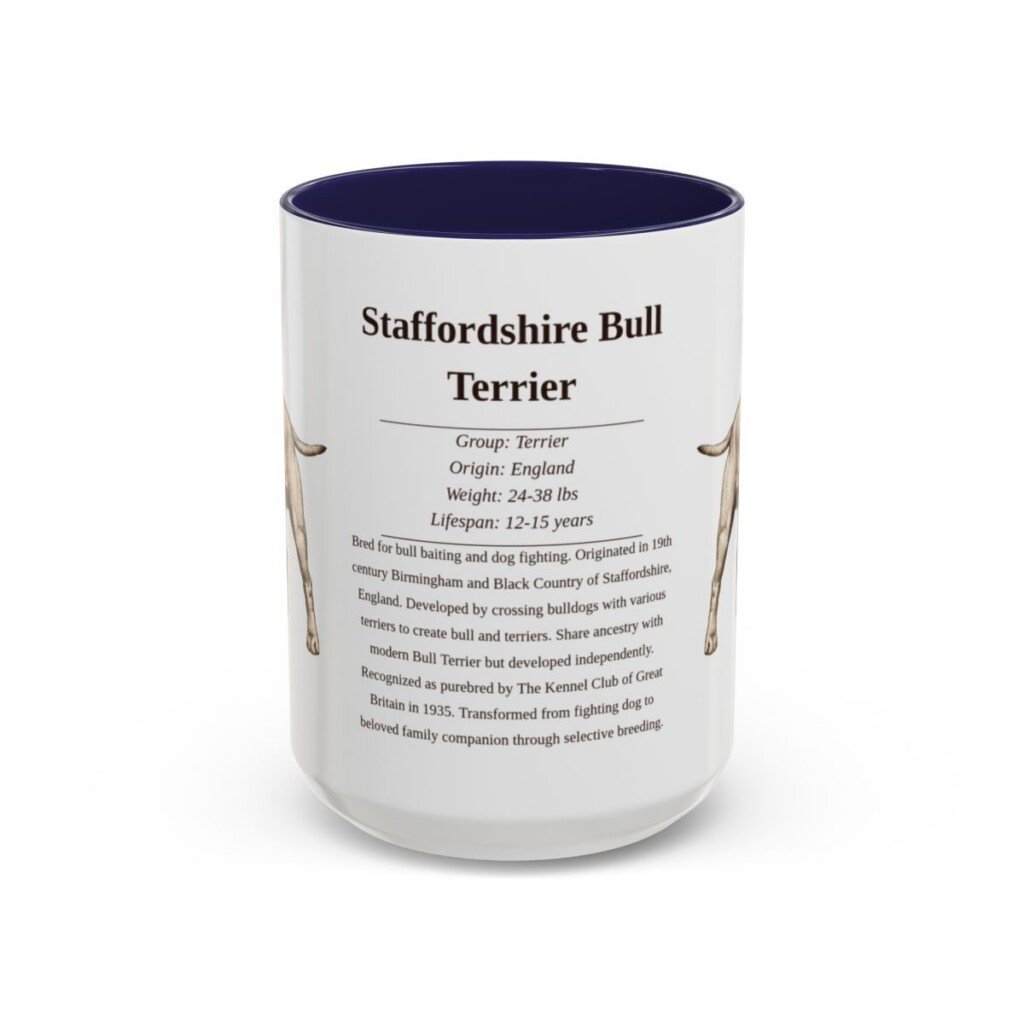 15oz-staffordshire-bull-terrier-mug-writeup-navy 15oz Staffordshire Bull Terrier Mug, Navy, front view