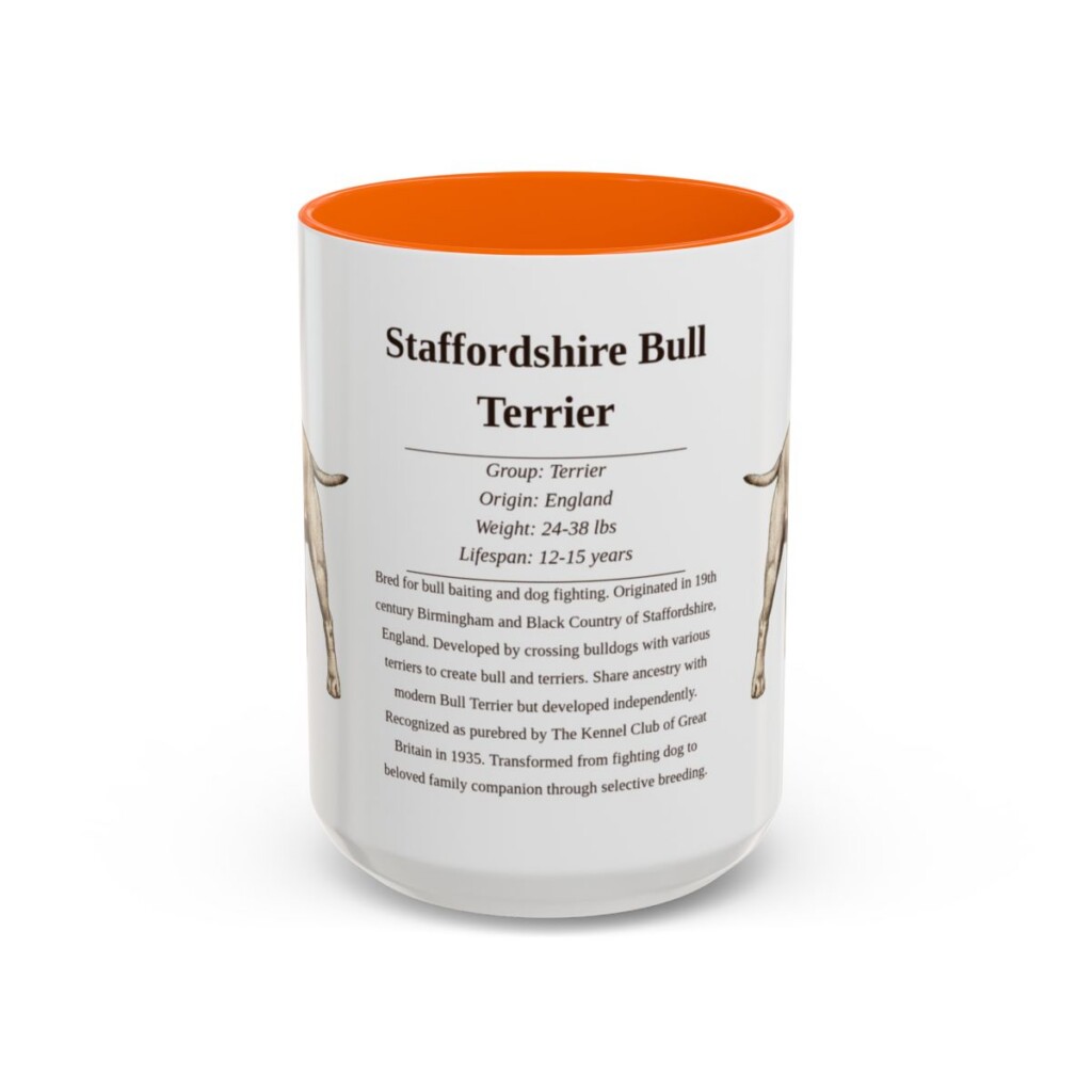 15oz-staffordshire-bull-terrier-mug-writeup-orange 15oz Staffordshire Bull Terrier Mug, Orange, front view
