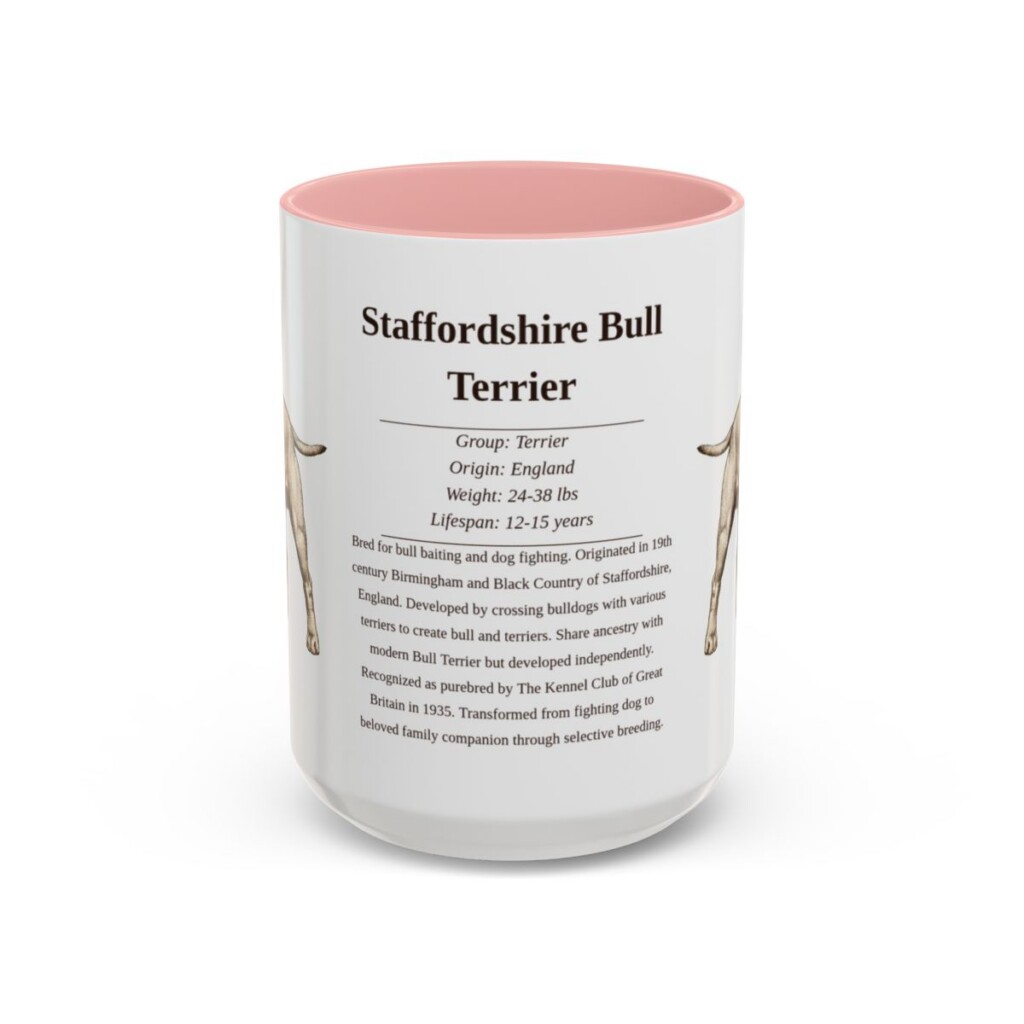 15oz-staffordshire-bull-terrier-mug-writeup-pink 15oz Staffordshire Bull Terrier Mug, Pink, front view