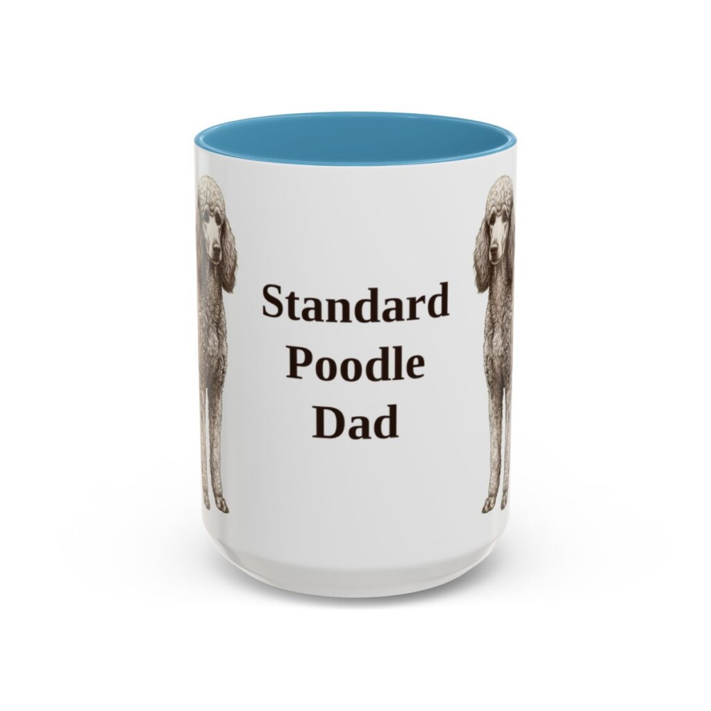15oz Standard Poodle Dog Dad Mug, Light Blue, front view
