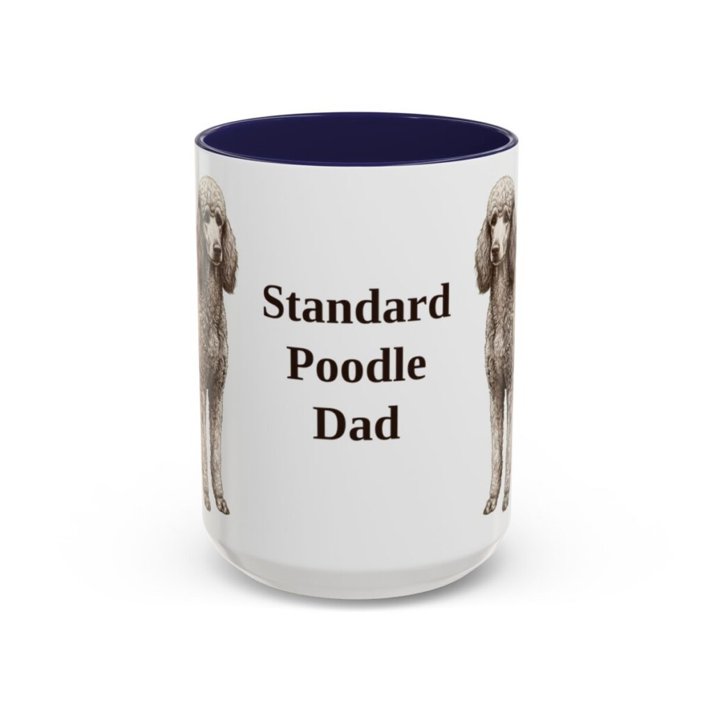 15oz Standard Poodle Dog Dad Mug, Navy, front view