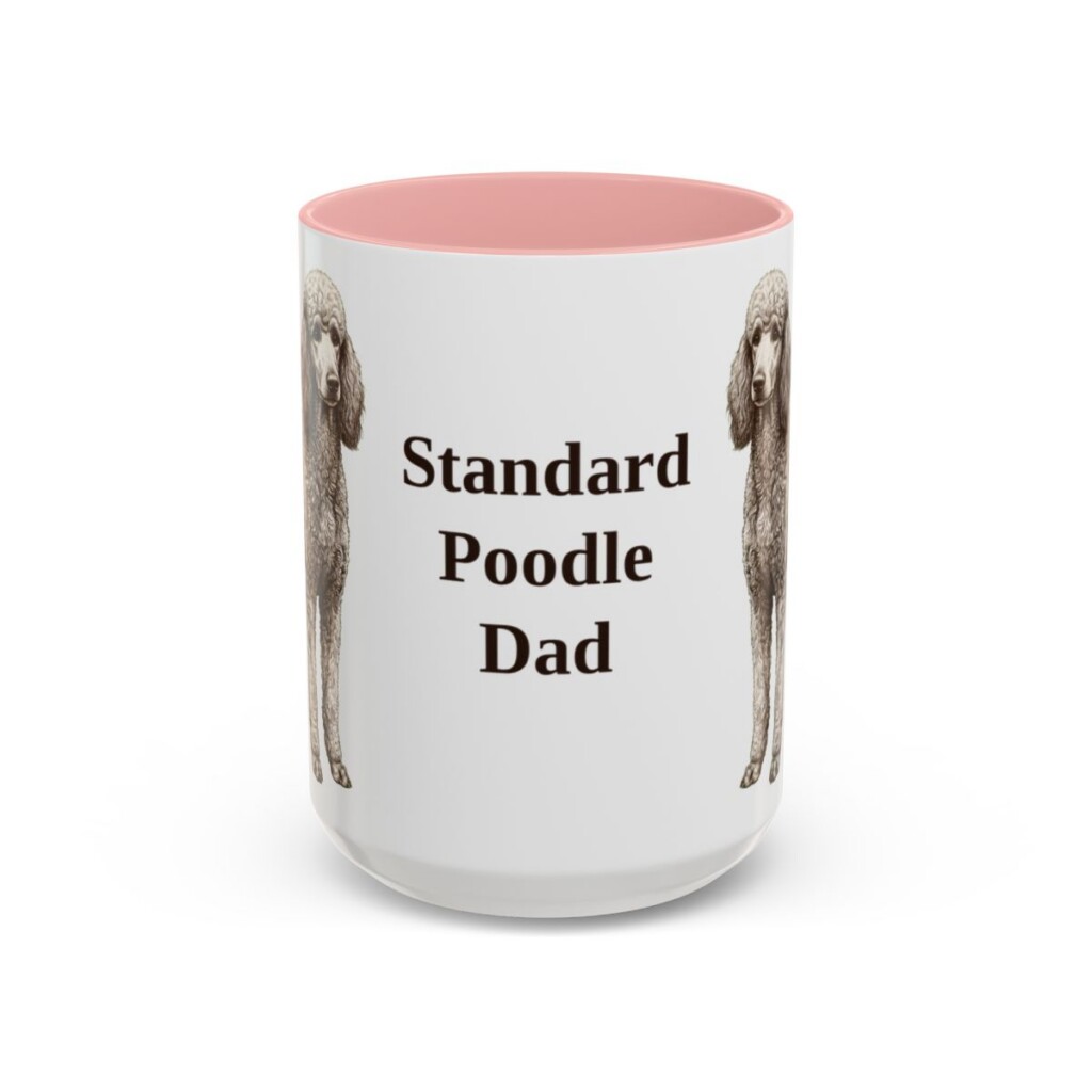 15oz Standard Poodle Dog Dad Mug, Pink, front view
