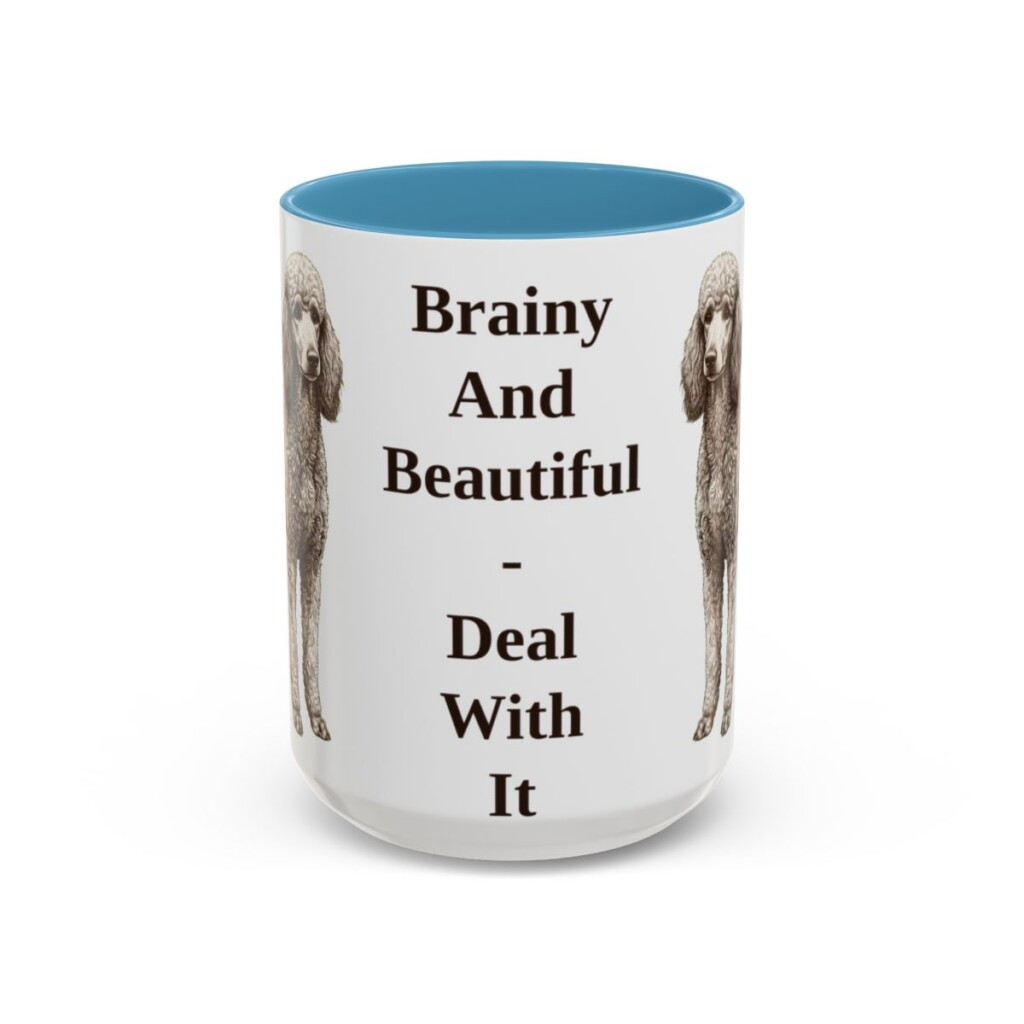 15oz-standard-poodle-mug-humor-light-blue 15oz Funny Standard Poodle Mug, Light Blue, front view