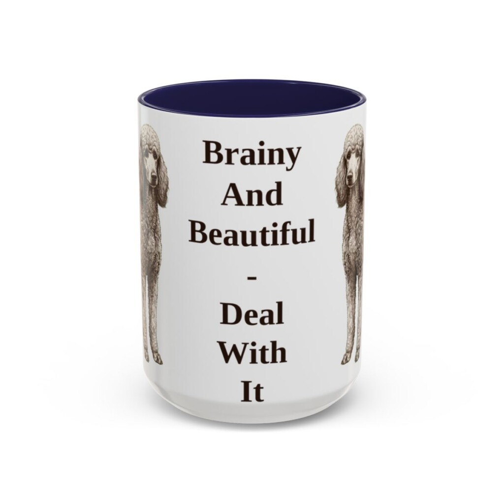15oz-standard-poodle-mug-humor-navy 15oz Funny Standard Poodle Mug, Navy, front view