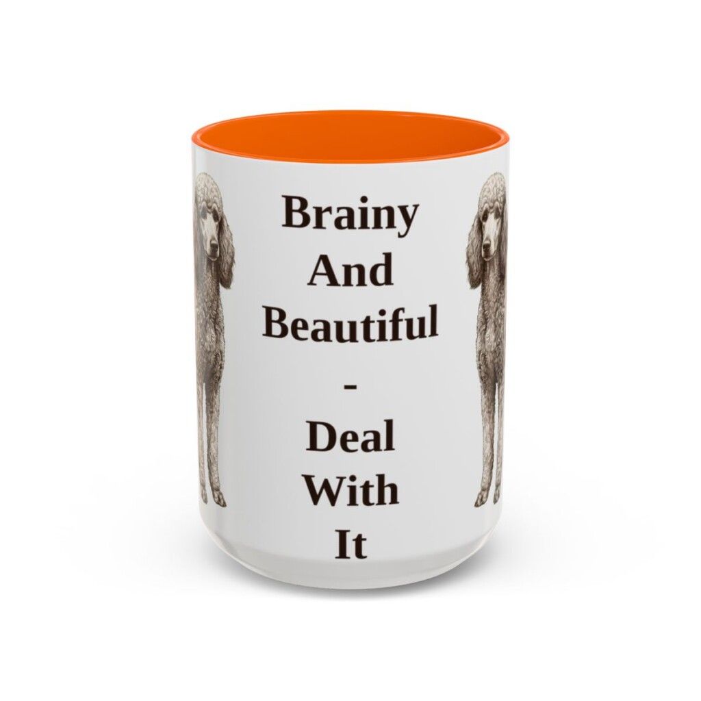 15oz-standard-poodle-mug-humor-orange 15oz Funny Standard Poodle Mug, Orange, front view
