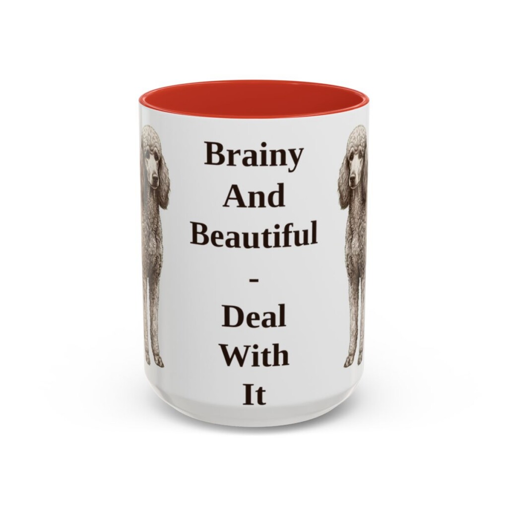 15oz-standard-poodle-mug-humor-red 15oz Funny Standard Poodle Mug, Red, front view