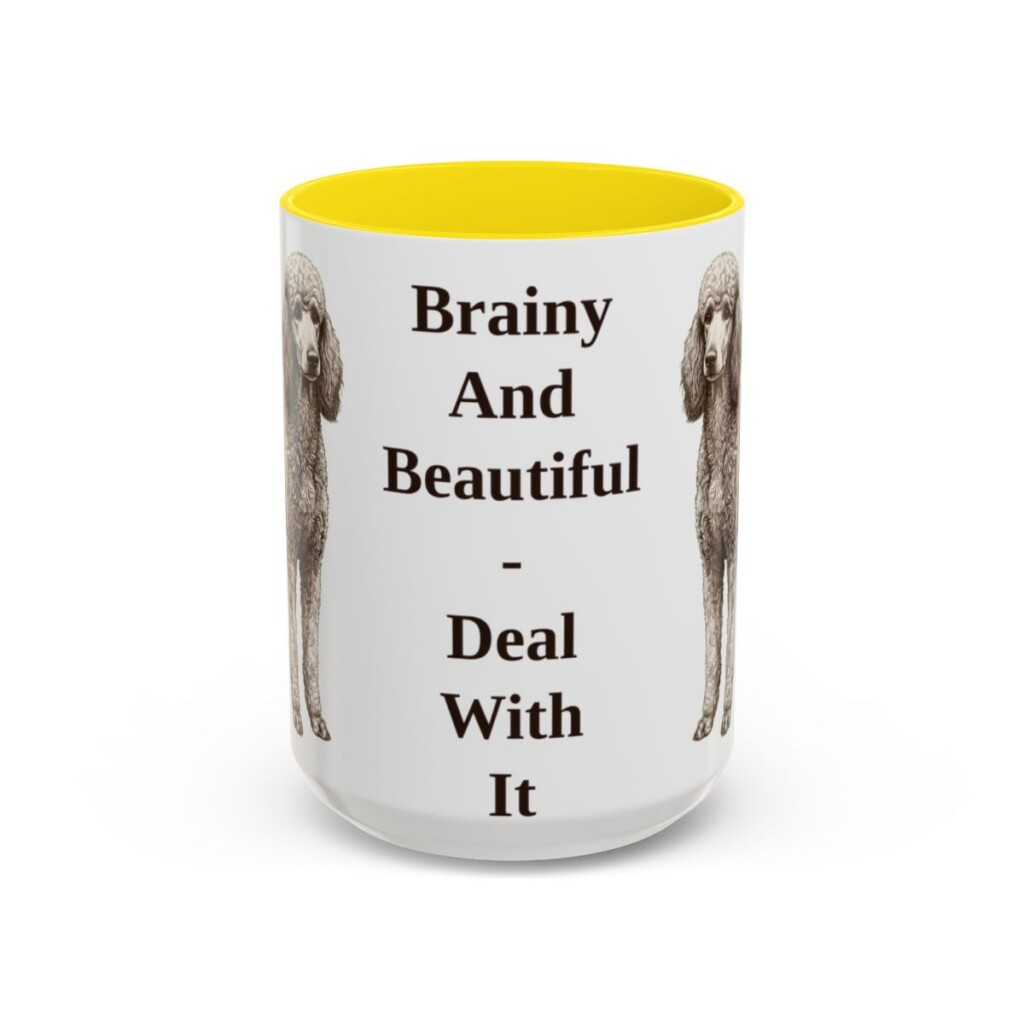 15oz-standard-poodle-mug-humor-yellow 15oz Funny Standard Poodle Mug, Yellow, front view